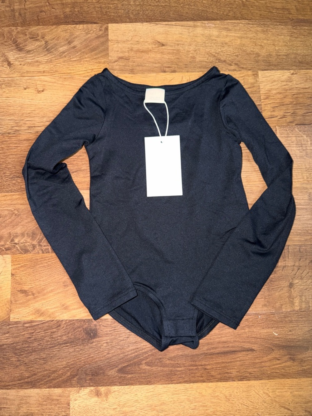 Zara Black Long-Sleeve Scoop Neck Bodysuit